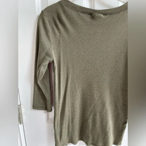 Michael Stars 3/4 sleeve olive shimmer T-shirt. Gently worn. One size - Picture 2 of 6